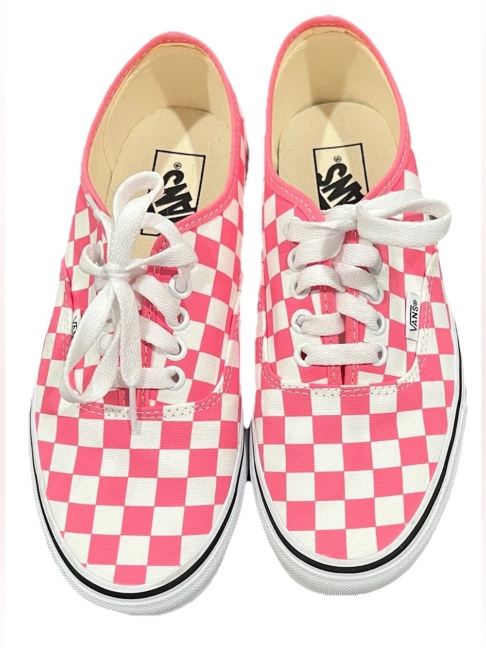 Vans unisex Pink and White Checkerboard Lace-Up Sneakers
